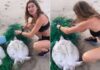 Gisele Bündchen salva tartaruga presa em rede de pesca